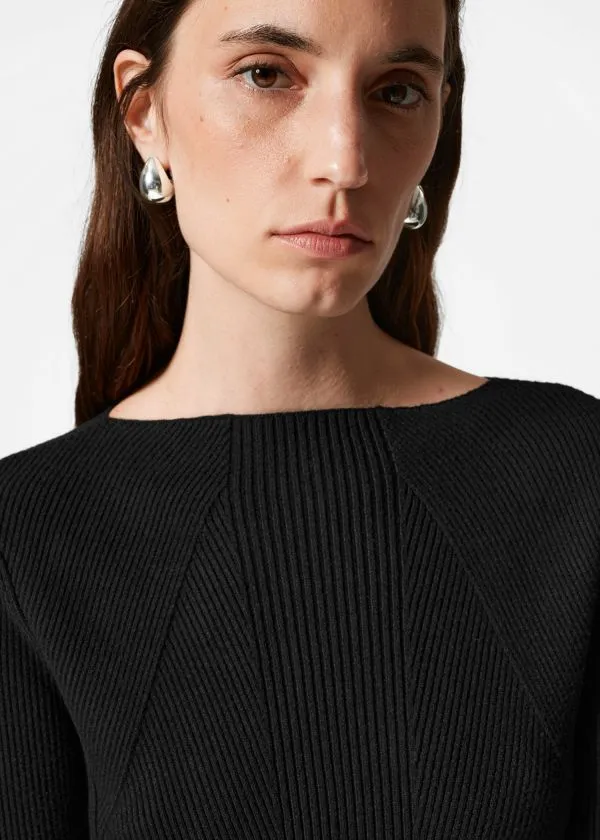 Women Dresses and Other Stories Rib Knit Mini Dress Black