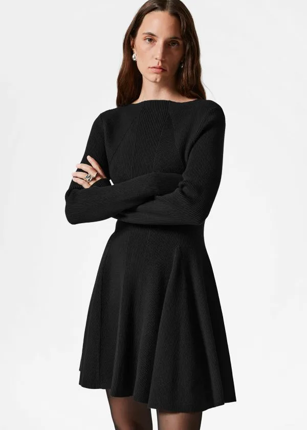 Women Dresses and Other Stories Rib Knit Mini Dress Black