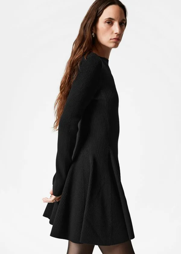 Women Dresses and Other Stories Rib Knit Mini Dress Black