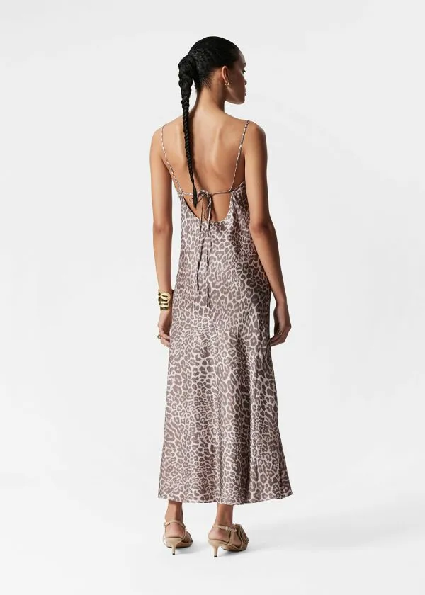 Women Dresses and Other Stories Satin Slip Maxi Dress Leopard Print