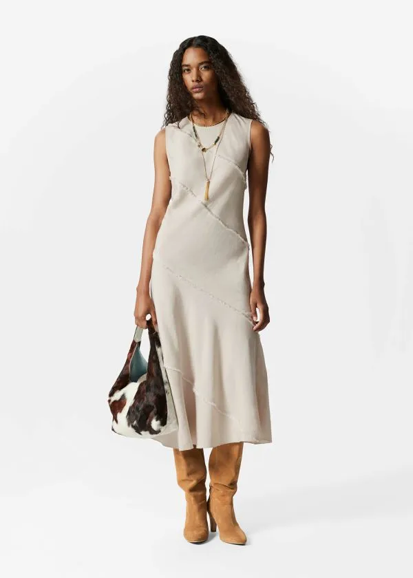 Women Dresses and Other Stories Sleeveless ALine Midi Dress Beige