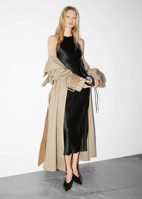 Women Dresses and Other Stories Sleeveless Satin Midi Dress Black
