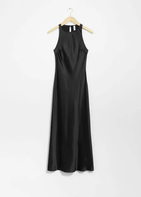 Women Dresses and Other Stories Sleeveless Satin Midi Dress Black
