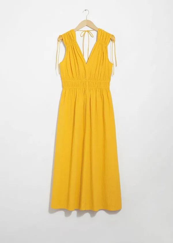Women Dresses and Other Stories TieDetailed Midi Dress Yellow