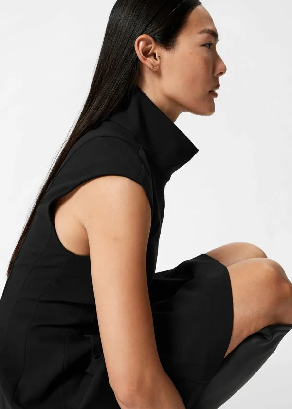 Women Dresses and Other Stories Turtleneck Pleated Mini Dress Black
