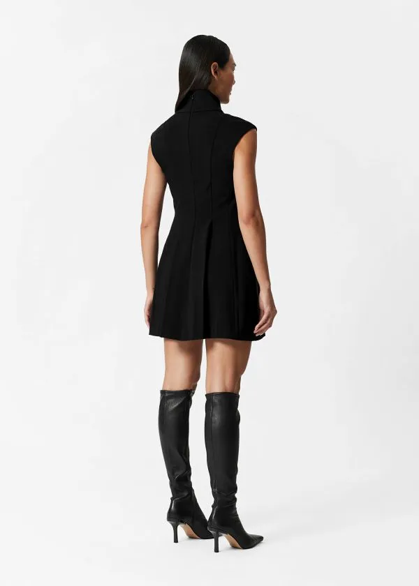Women Dresses and Other Stories Turtleneck Pleated Mini Dress Black