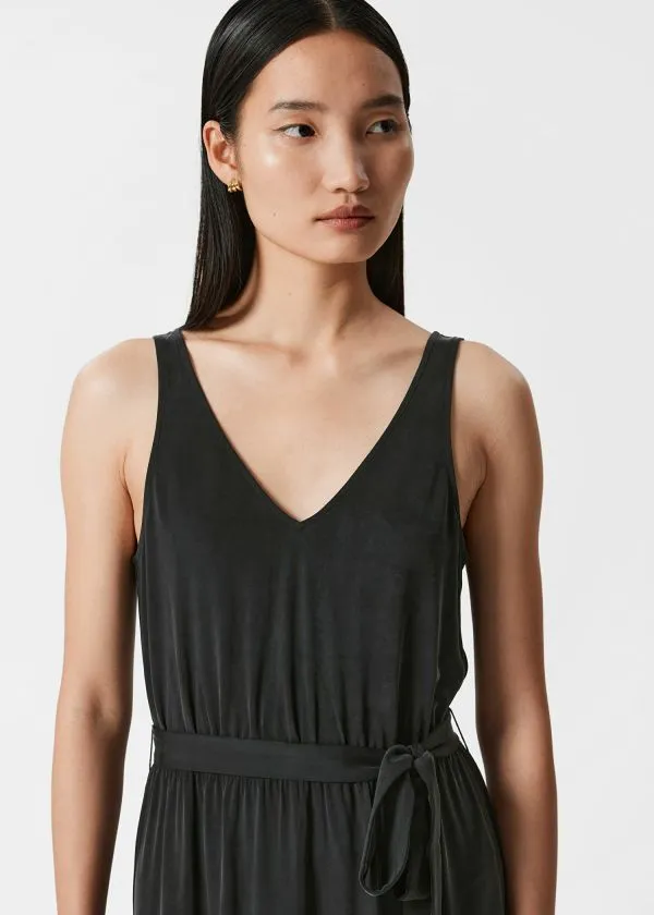 Women Dresses and Other Stories VNeck Cupro Midi Dress Black