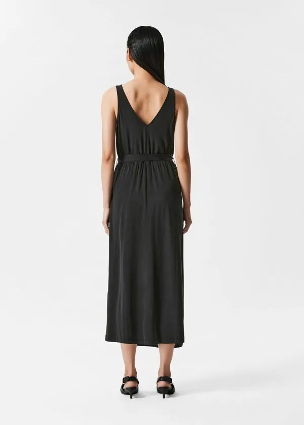 Women Dresses and Other Stories VNeck Cupro Midi Dress Black