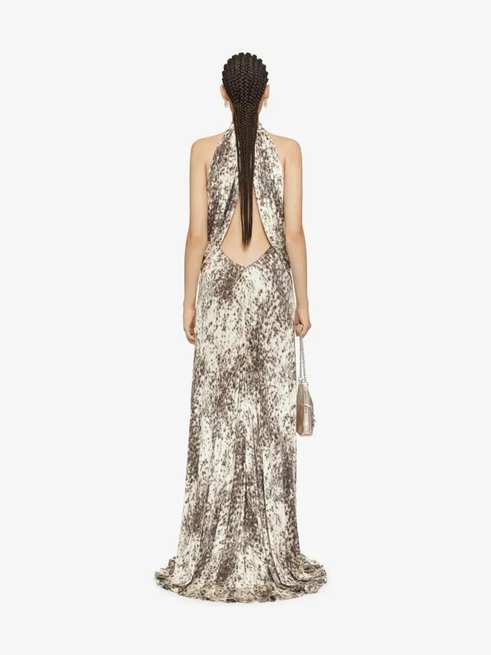 Women Dresses Givenchy Draped Dress In Jersey With Snow Leopard Print Naturalbrown