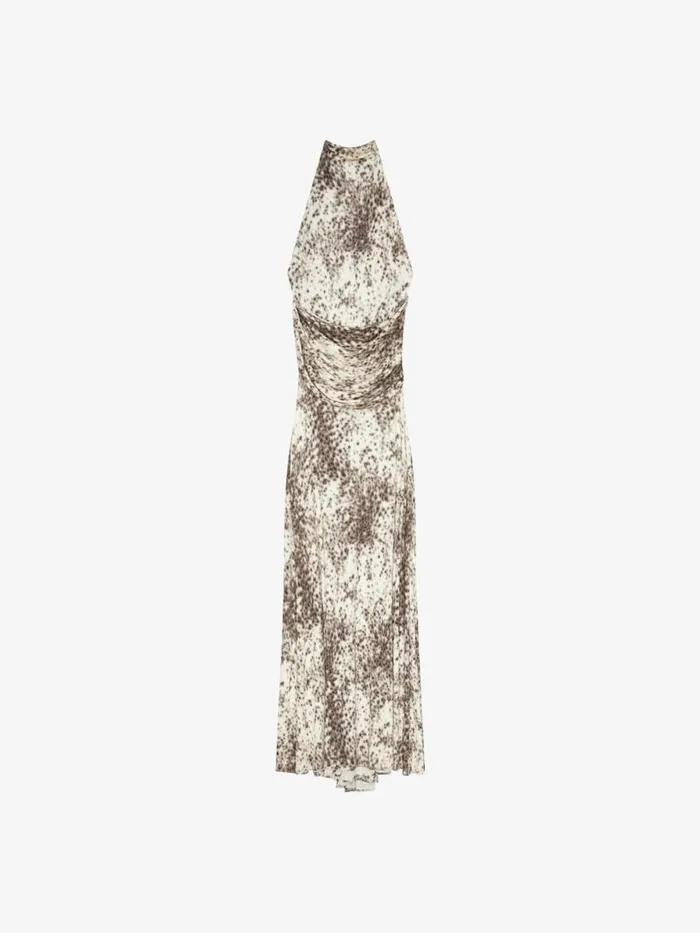 Women Dresses Givenchy Draped Dress In Jersey With Snow Leopard Print Naturalbrown