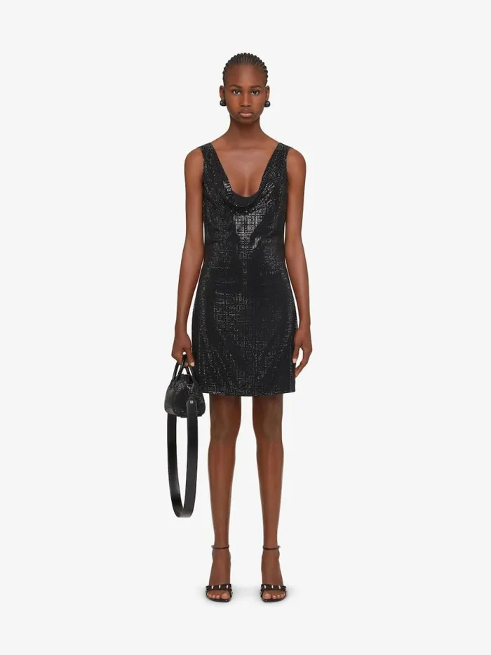 Women Dresses Givenchy Draped Dress In Silk With 4G Rhinestones Black