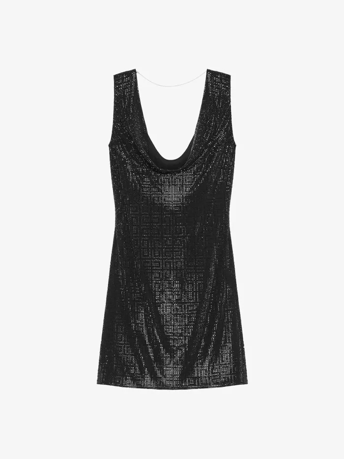 Women Dresses Givenchy Draped Dress In Silk With 4G Rhinestones Black