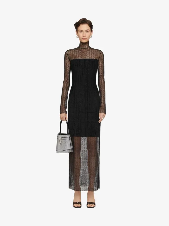Women Dresses Givenchy Dress In 4G Lace With Rhinestones Black