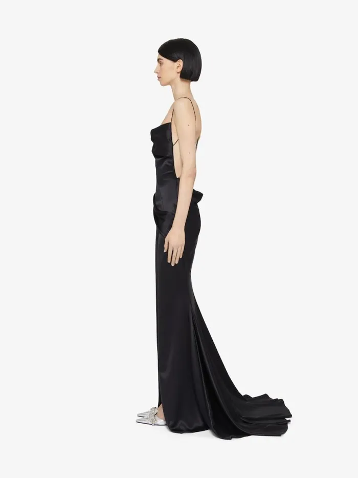 Women Dresses Givenchy Evening Draped Dress In Satin With Crystals Black