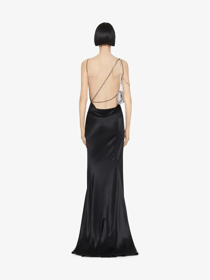 Women Dresses Givenchy Evening Draped Dress In Satin With Crystals Black