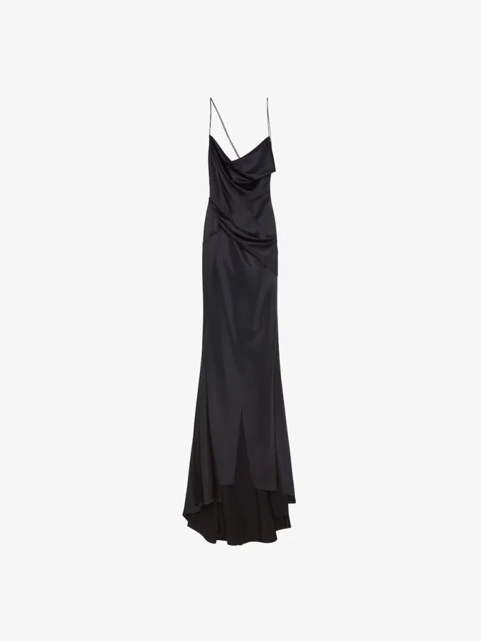 Women Dresses Givenchy Evening Draped Dress In Satin With Crystals Black