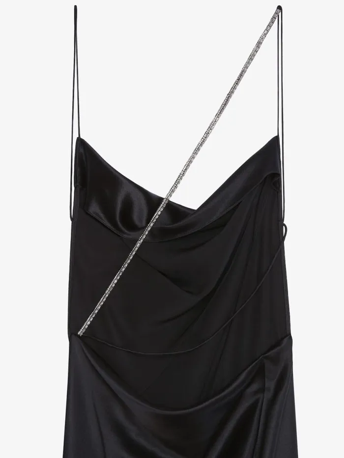 Women Dresses Givenchy Evening Draped Dress In Satin With Crystals Black