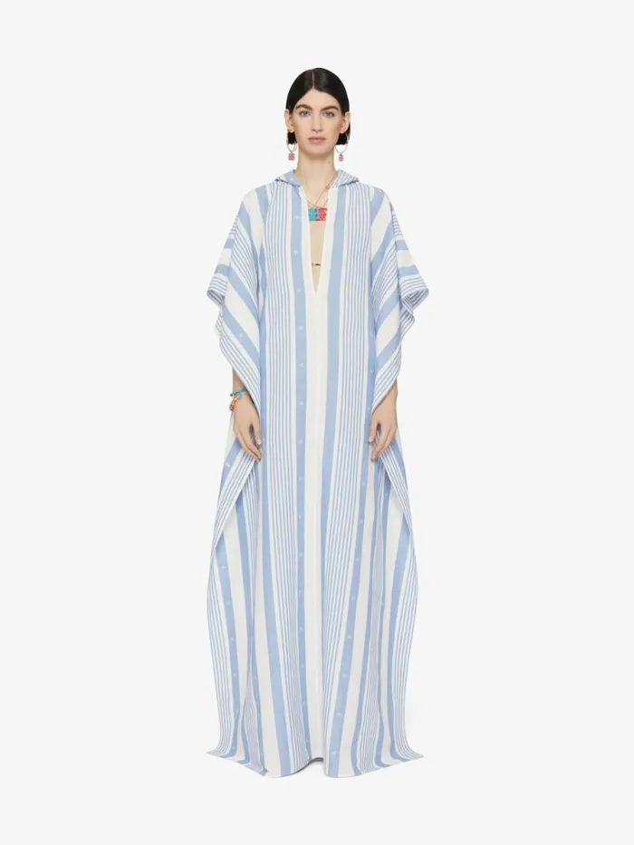Women Dresses Givenchy Kaftan In Cotton And Linen With 4G Stripes Blueoff White