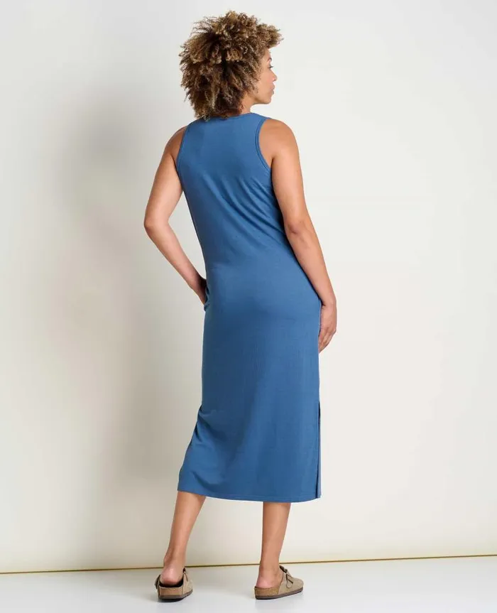Women Dresses Toad and Co Piru Henley Midi Tank Dress Pacific Blue