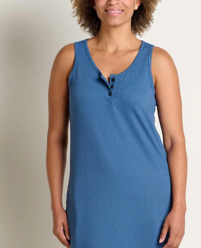 Women Dresses Toad and Co Piru Henley Midi Tank Dress Pacific Blue