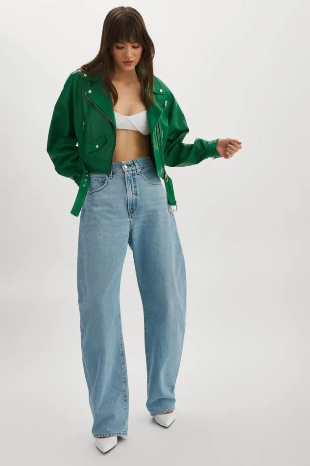 Women DYLAN 80039s Leather Biker Jacket Vibrant Green LAMARQUE Leather Jackets Women DYLAN 80039s Leather Biker Jacket Vibrant Green LAMARQUE Leather Jackets
