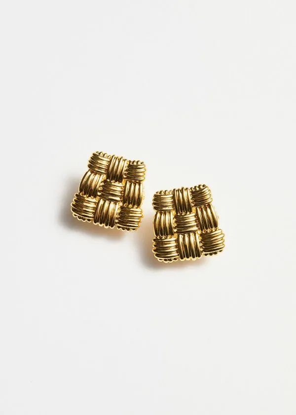 Women Earrings and Other Stories Braided Stud Earrings Gold