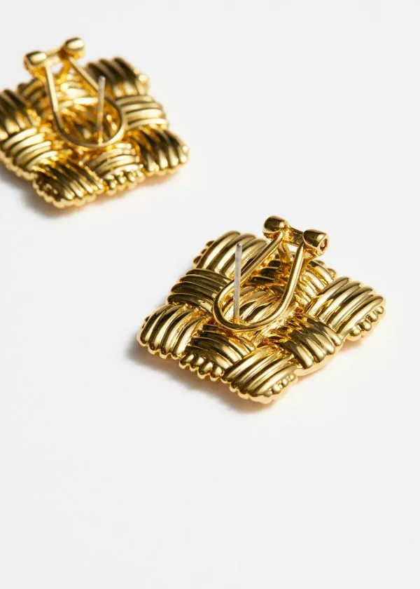 Women Earrings and Other Stories Braided Stud Earrings Gold