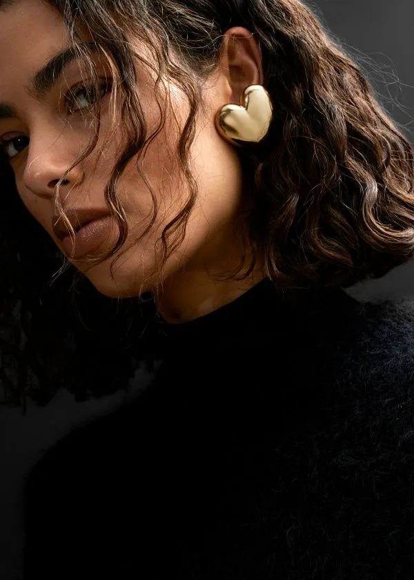 Women Earrings and Other Stories Heart ClipOn Earrings Gold