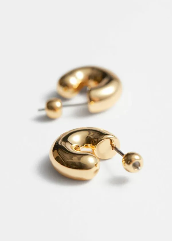 Women Earrings and Other Stories Small Chunky Hoops Gold