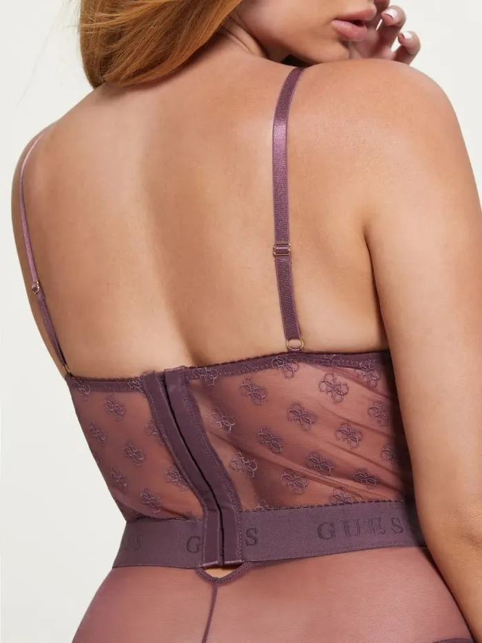 Women Elaine Mesh Bodysuit Mineral Violet Tops GUESS Women Elaine Mesh Bodysuit Mineral Violet Tops GUESS