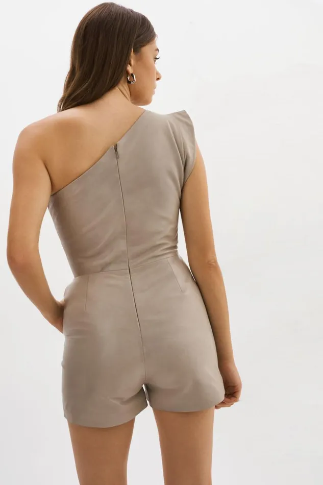 Women ELITA Leather Romper Stone 23 LAMARQUE Dresses Women ELITA Leather Romper Stone 23 LAMARQUE Dresses