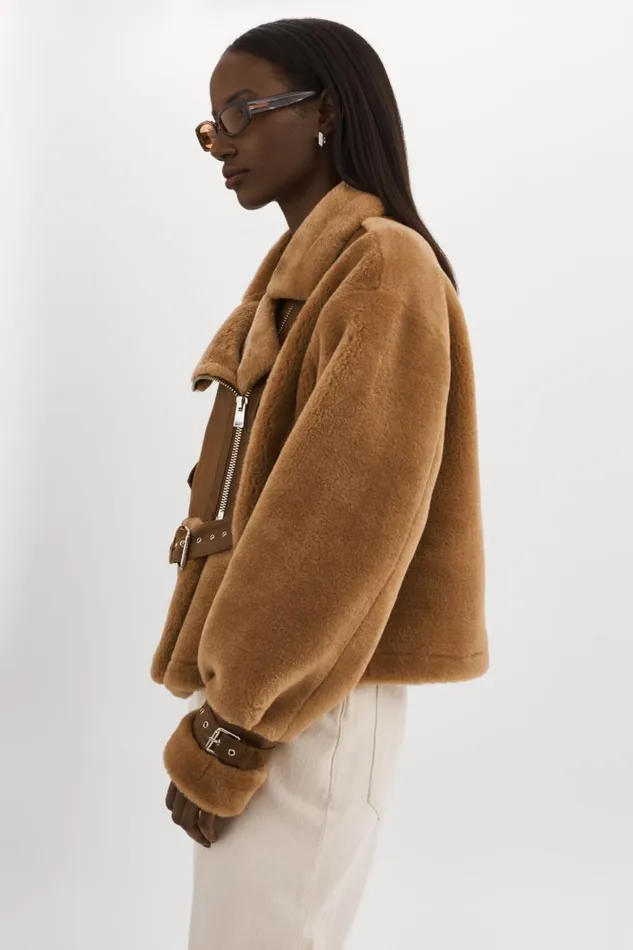 Women ELODY Faux Fur Jacket Mochabrown LAMARQUE Faux Fur Women ELODY Faux Fur Jacket Mochabrown LAMARQUE Faux Fur