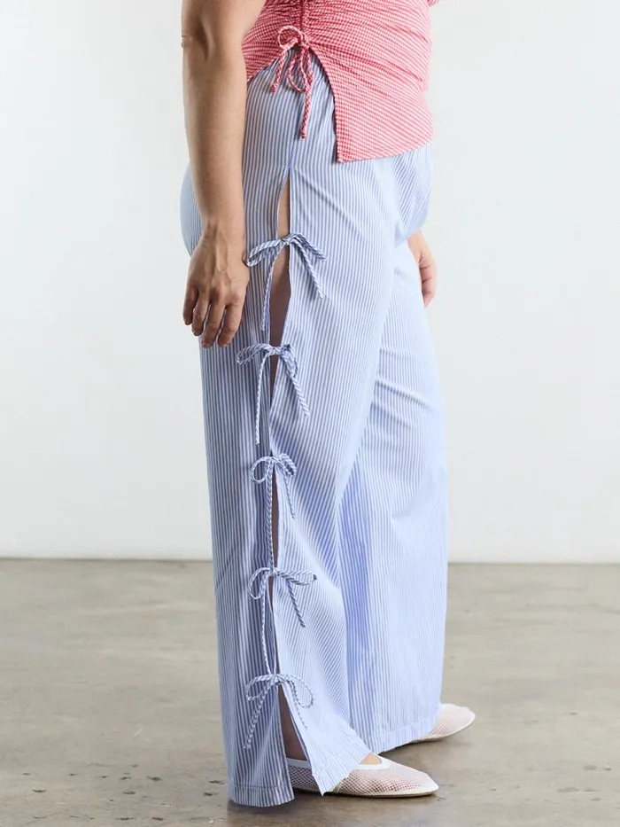 Women Evelyn Tie Pant Blue Stripe Lisa Says Gah Bottoms