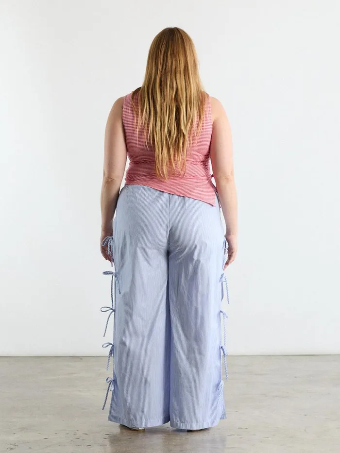 Women Evelyn Tie Pant Blue Stripe Lisa Says Gah Bottoms