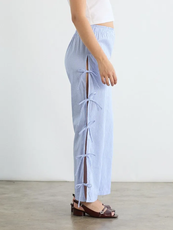 Women Evelyn Tie Pant Blue Stripe Lisa Says Gah Bottoms