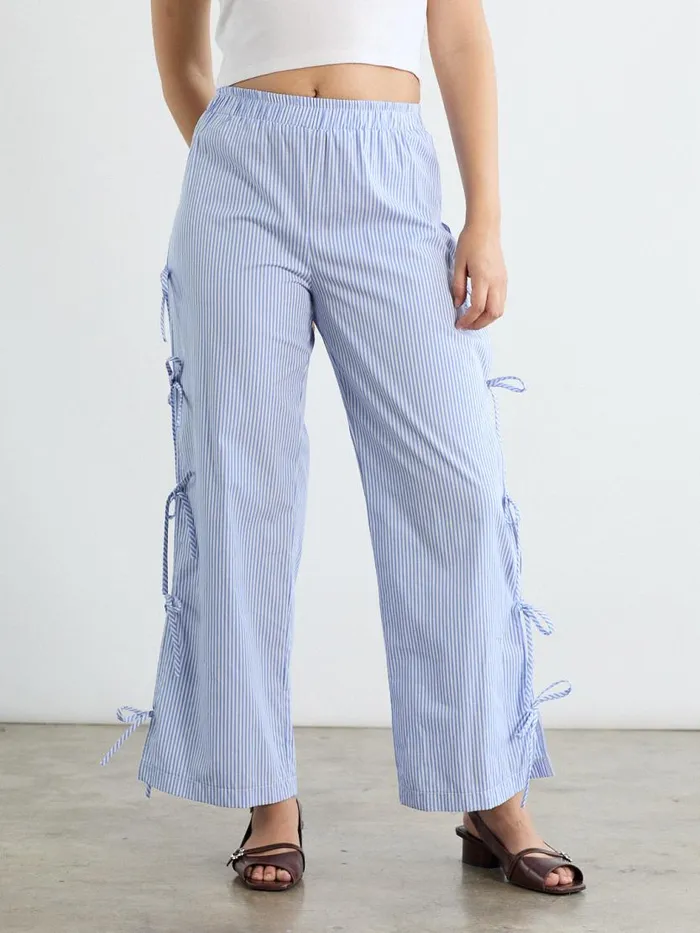 Women Evelyn Tie Pant Blue Stripe Lisa Says Gah Bottoms
