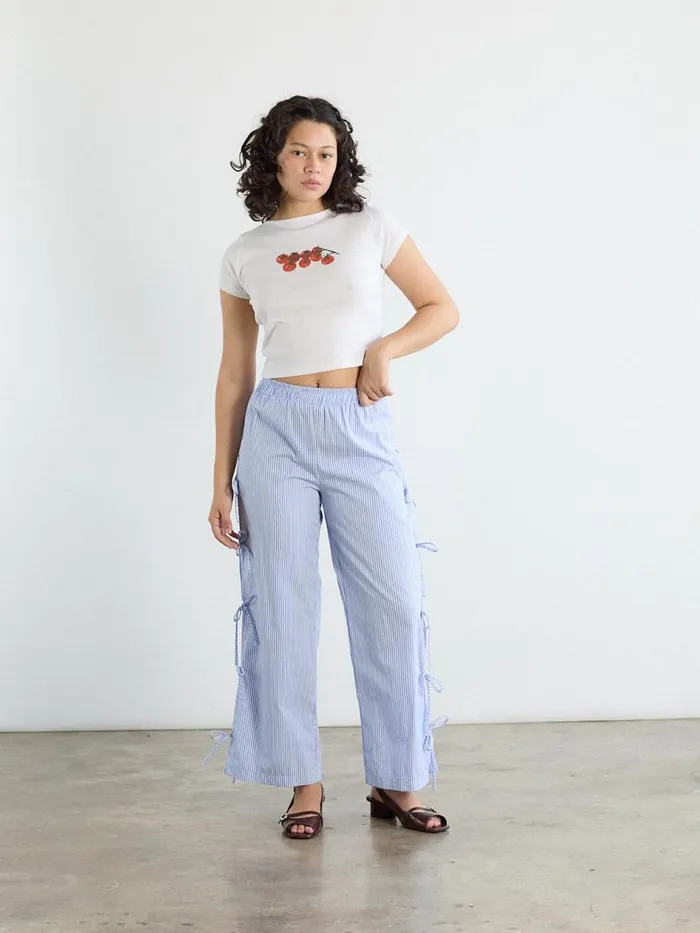 Women Evelyn Tie Pant Blue Stripe Lisa Says Gah Bottoms