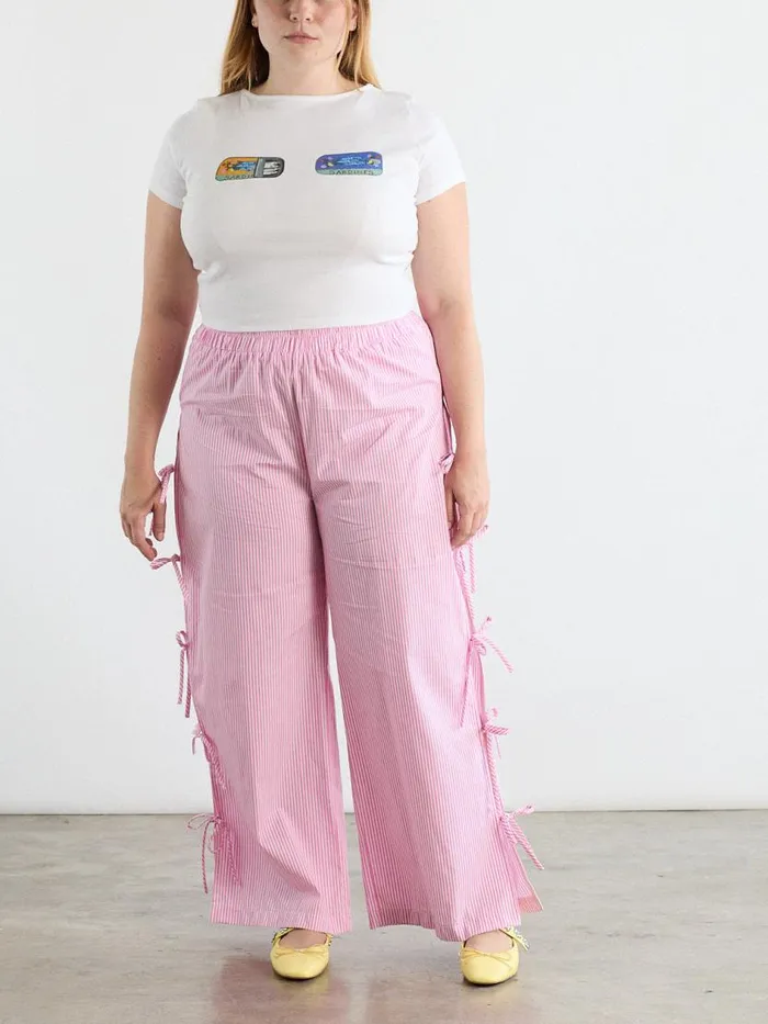 Women Evelyn Tie Pant Pink Stripe Lisa Says Gah Bottoms