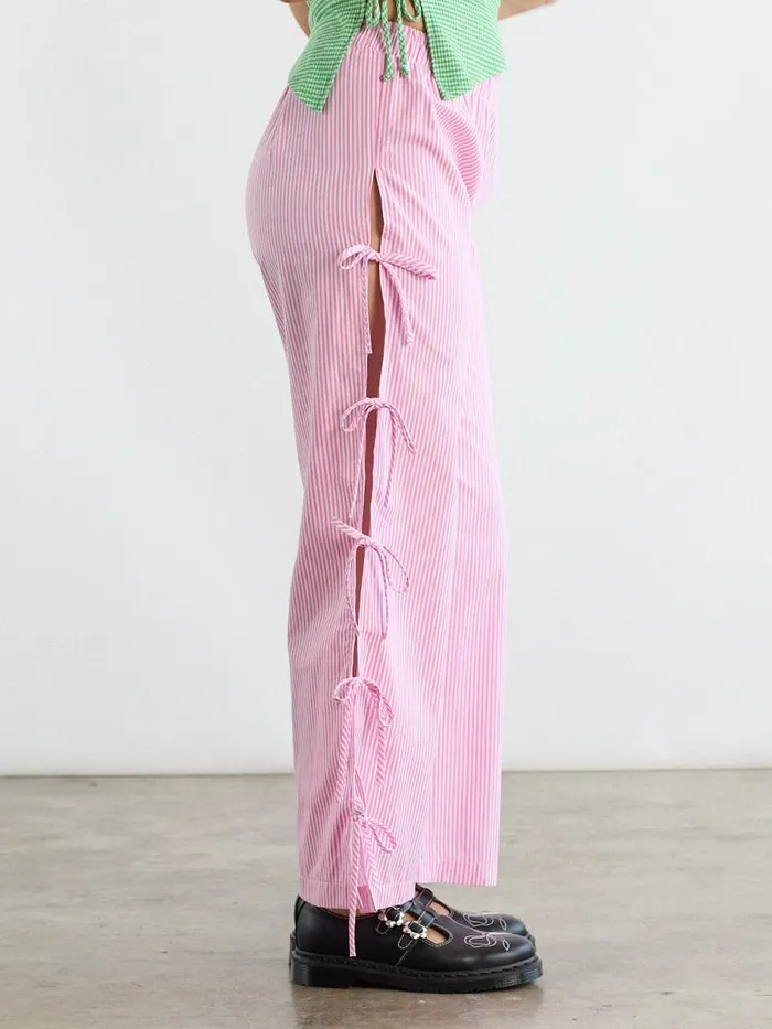 Women Evelyn Tie Pant Pink Stripe Lisa Says Gah Bottoms