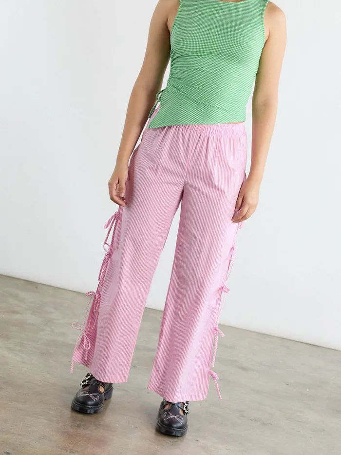 Women Evelyn Tie Pant Pink Stripe Lisa Says Gah Bottoms