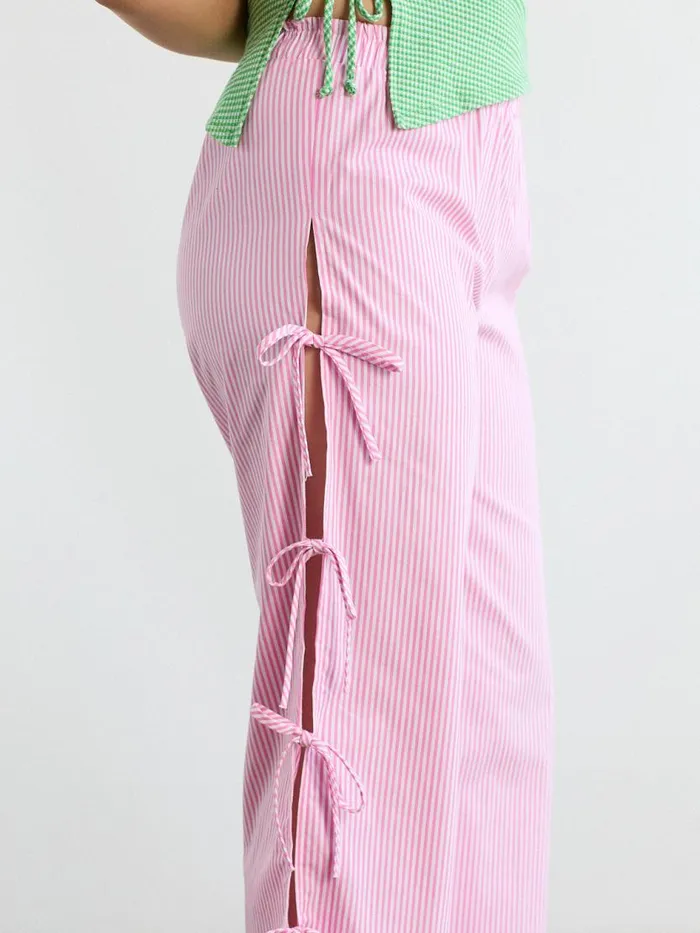 Women Evelyn Tie Pant Pink Stripe Lisa Says Gah Bottoms