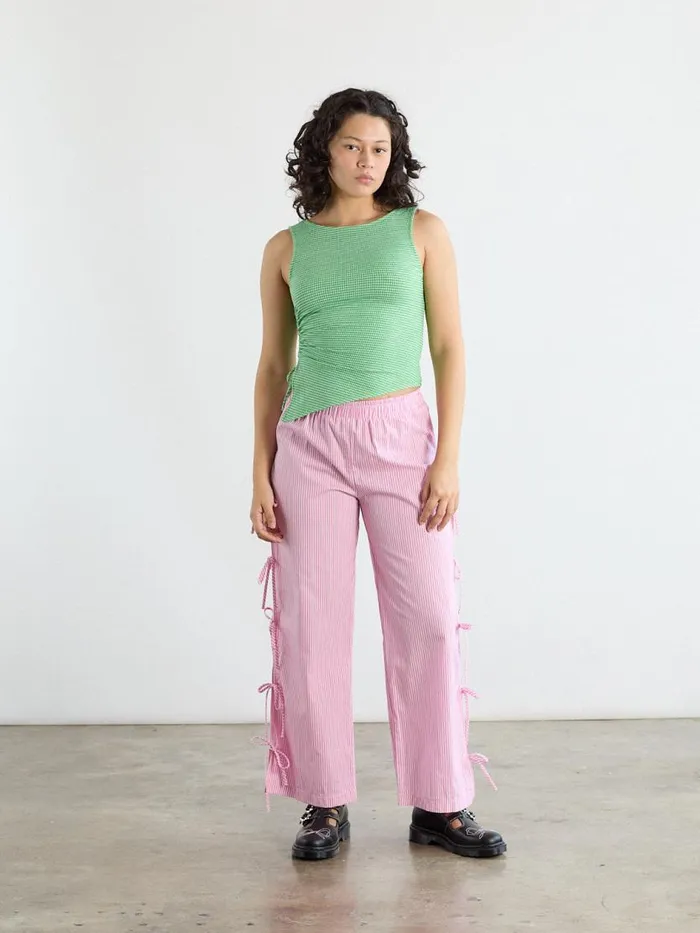 Women Evelyn Tie Pant Pink Stripe Lisa Says Gah Bottoms