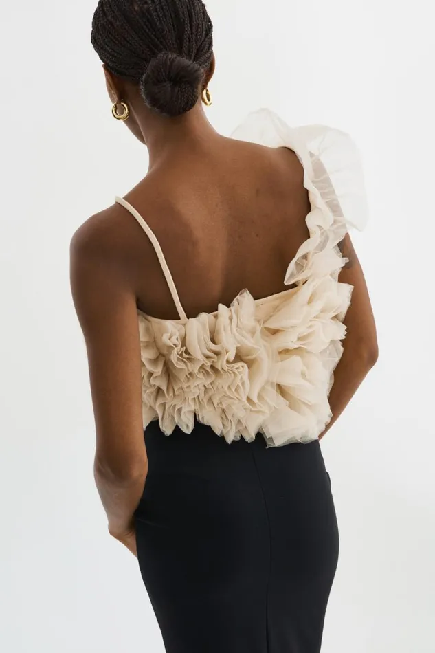 Women FELETA Ruffle Tulle Top Light Beige LAMARQUE Tops Women FELETA Ruffle Tulle Top Light Beige LAMARQUE Tops
