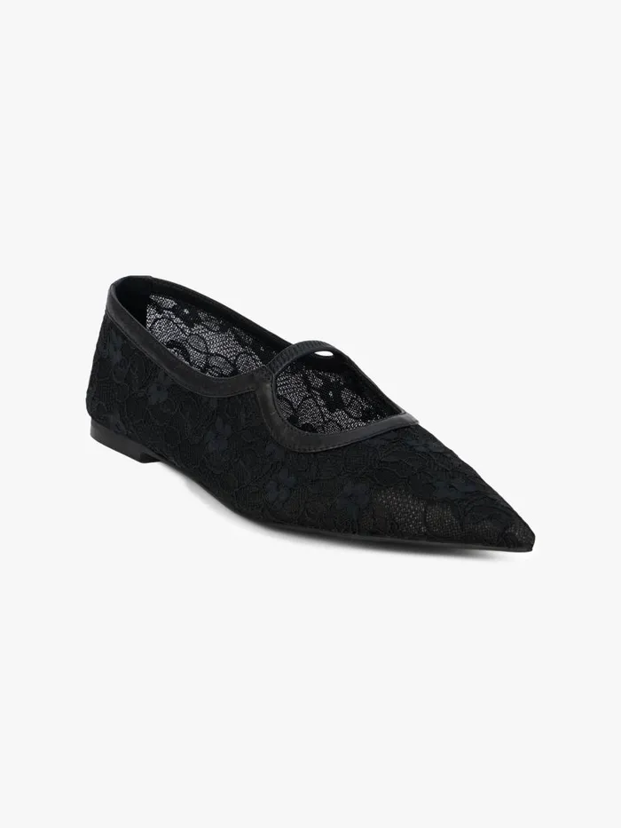 Women Fleur Lace Flat Black Lisa Says Gah Flats