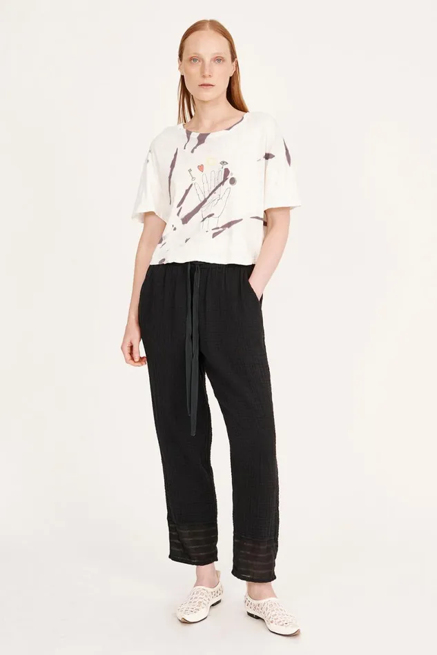 Women Gauze Black Overland Pant Raquel Allegra Bottoms