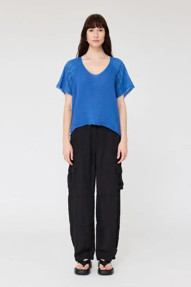 Women Gauze Dusty Blue Doheny Top Raquel Allegra Tops