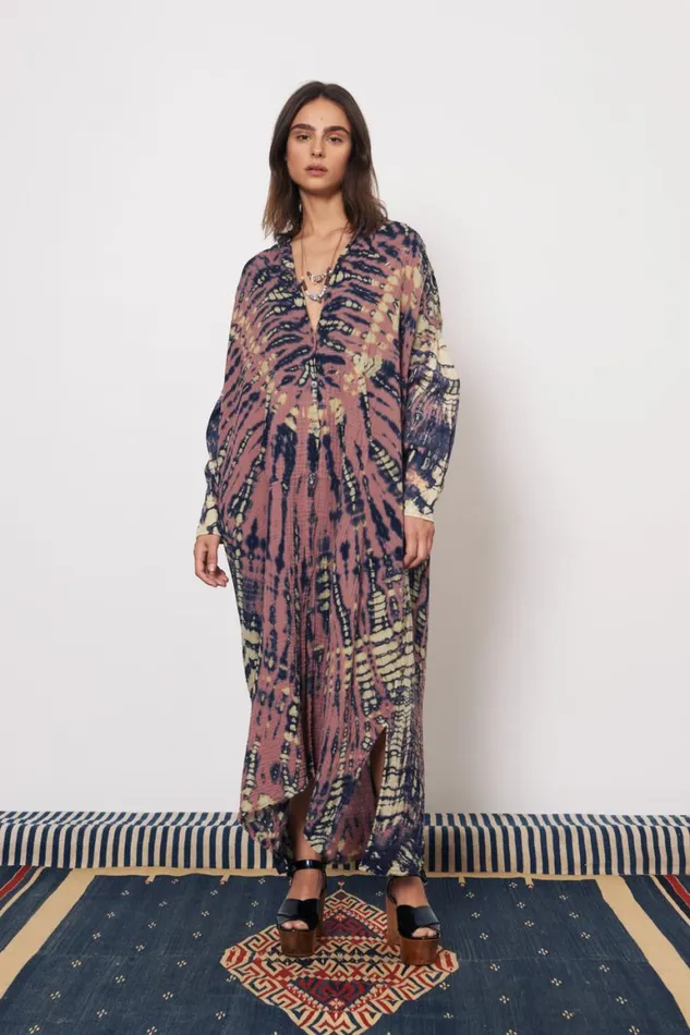 Women Gauze Jasper And Navy Caftan Shirt Dress Raquel Allegra Dresses