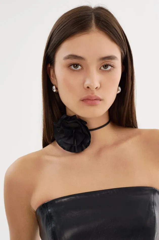 Women GEMMA Leather Rosette Choker Black LAMARQUE Other Women GEMMA Leather Rosette Choker Black LAMARQUE Other