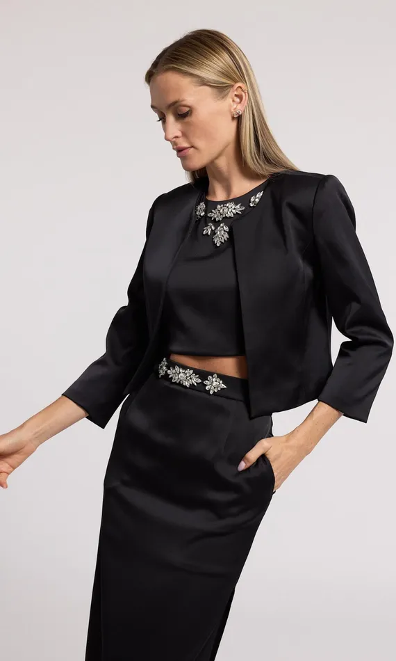 Women Generation Love Clothing Blazers and Jackets Adalee Satin Jacket Black