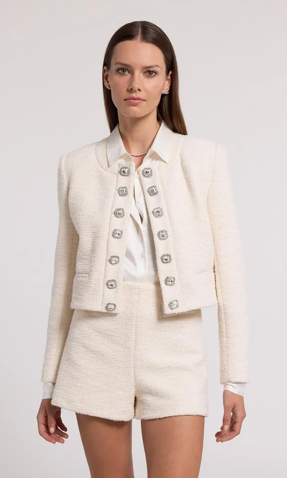 Women Generation Love Clothing Blazers and Jackets Kaiden Tweed Jacket Cream